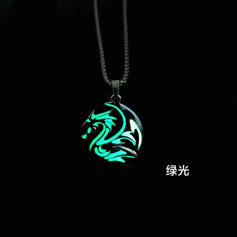 Ethnic Style Dragon Alloy Rope Luminous Plating Men’s Pendant Necklace