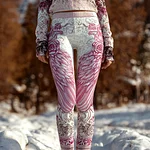 Women's Vintage Viking Wings Rose Print Leggings - Image 2