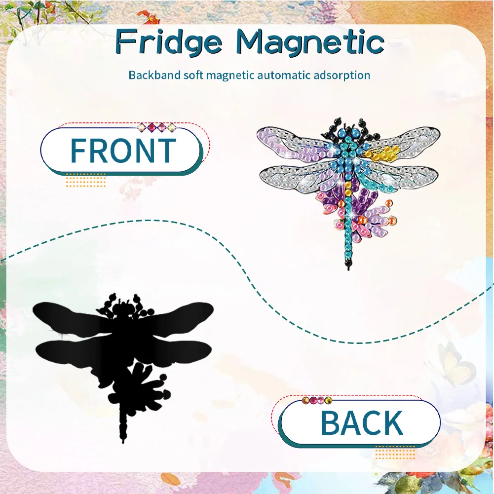 6Pcs DIY Dragonfly Special Shape Diamond Painting Fridge Magnet for DIY Crafts