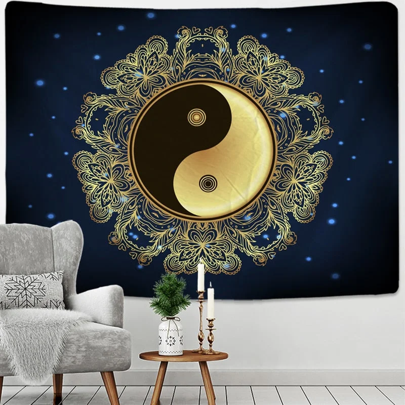 Moon Phase Moth Tapestry Wall Hanging Bohemian Style Witchcraft Psychedelic Dark Universe Living Room Home Decor