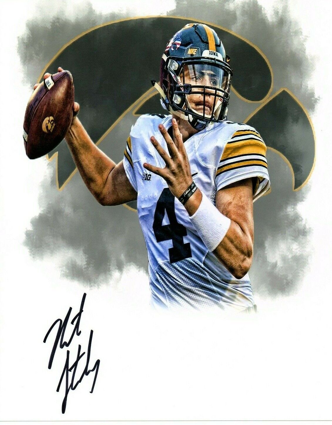 Nate Stanley signed autographed 8x10 Photo Poster painting Iowa Hawkeyes football Nathan Hawks b