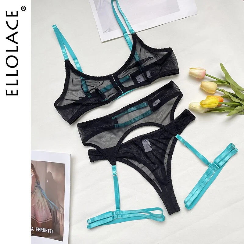 Billionm Ellolace Lace Lingerie Sexy Outfits For Woman Contrast Color Sensual Seamless Underwear Garters Erotic Short Skin Care Kits