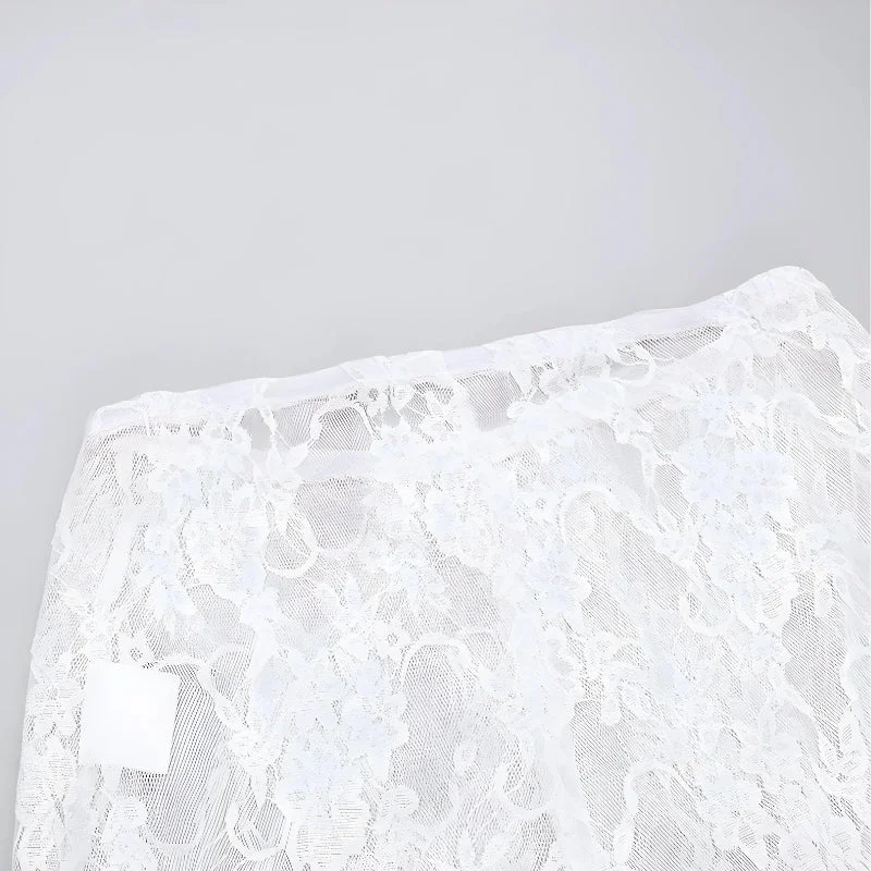 Brownm Transparent Lace Flare Pants