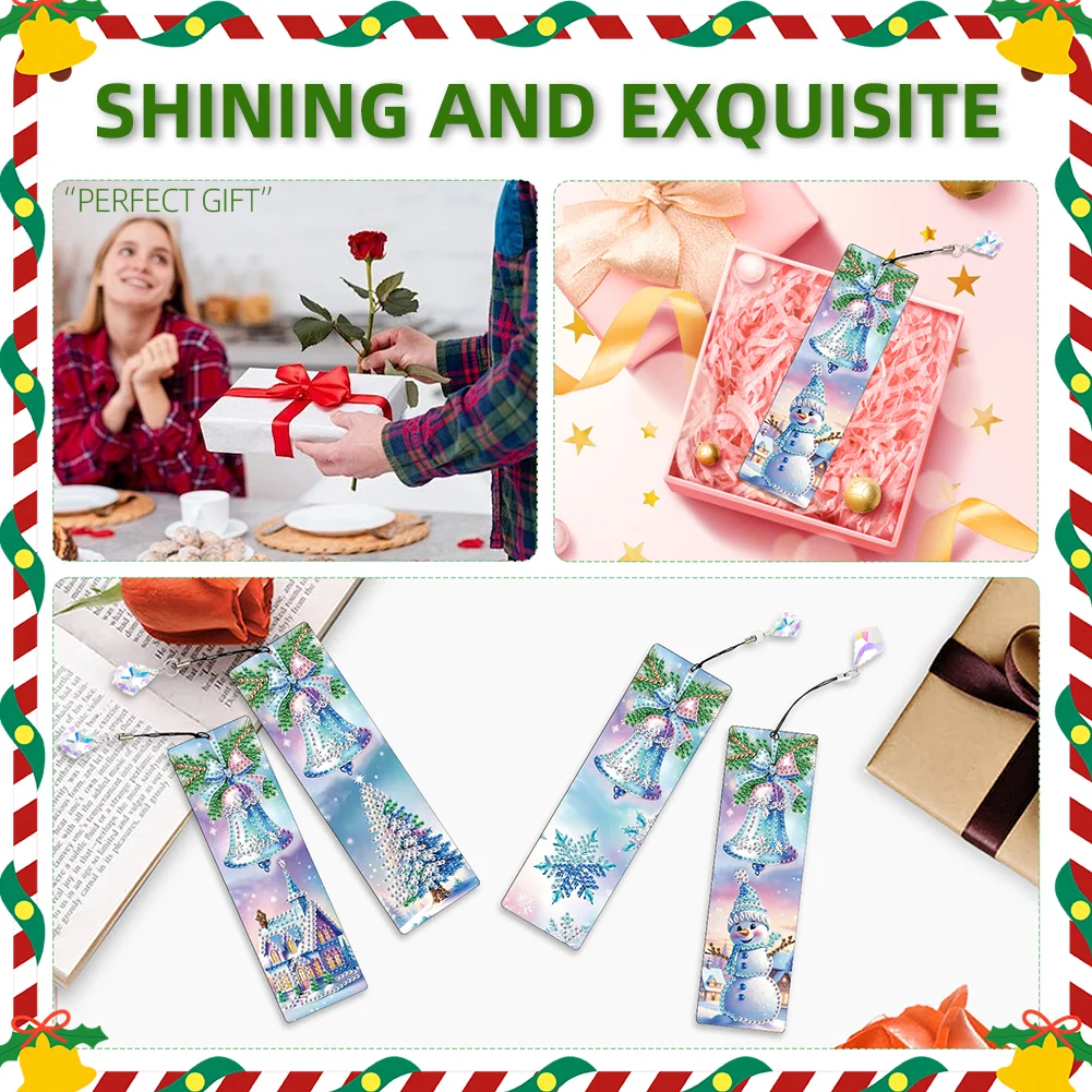 Santa Claus A5 Size Diamond Painting Notebook Set with 4Pcs Bookmark Gift