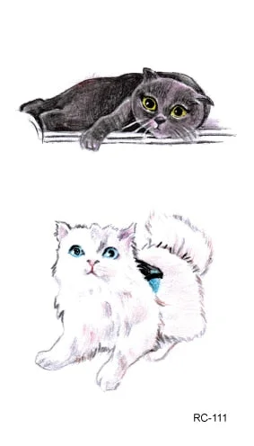 52 Kinds Watercolor Animals Fake Tattoos Temporary Cat Flamingo Wolf Whale Fox Butterfly Waterproof Tatto Stickers Small Size