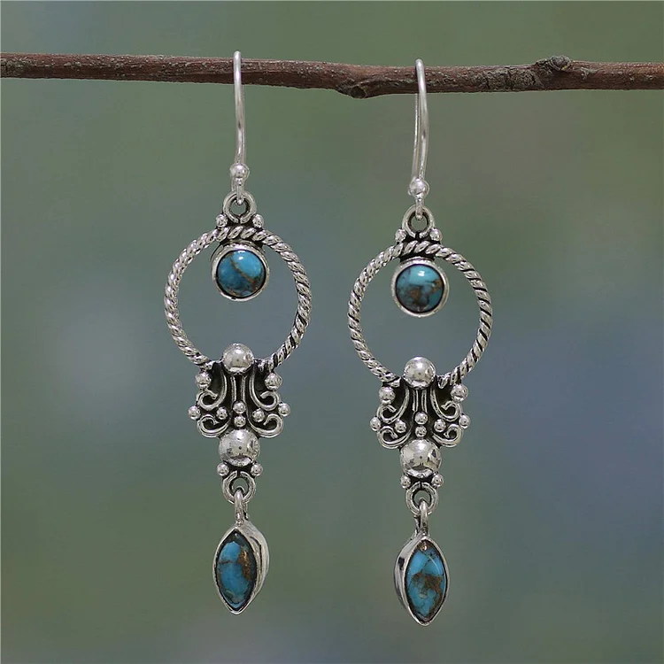 Vintage Boho Rhinestone Water Drop Shaped Alloy Dangling Earrings