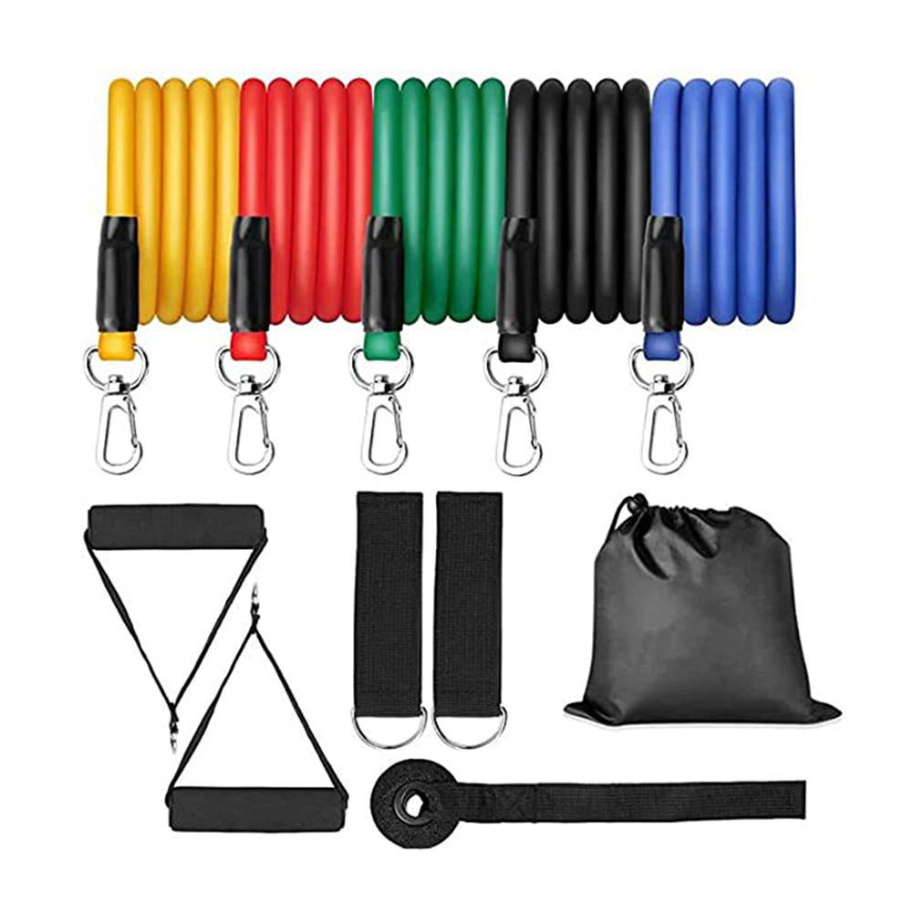 

11pcs/set Training Exercise Rope Handle Elastic Rubber Resistance Bands, 501 Original