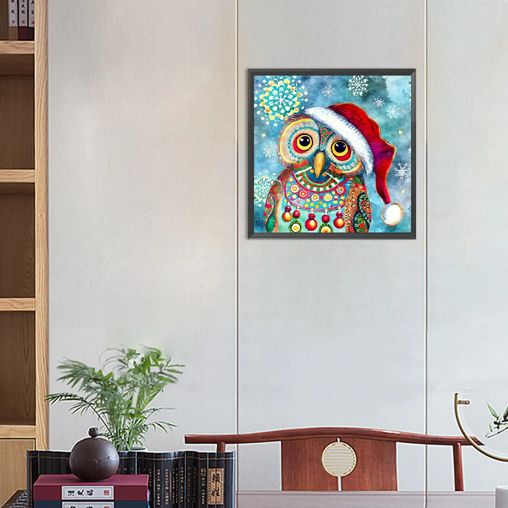 Full Round Diamond Painting 30*30cm - Christmas Owl