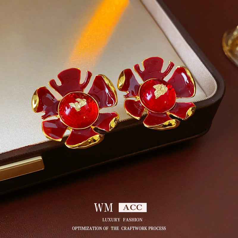 Medieval Flower Animal Leaf Geometric Droplet Flower Chinese Zodiac Artificial Pearl Oil Dripping Earrings