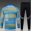 2025/2026 Real Madrid Half-Pull Training Suit Blue Green Stripes Football Shirt 1:1 Thai Quality