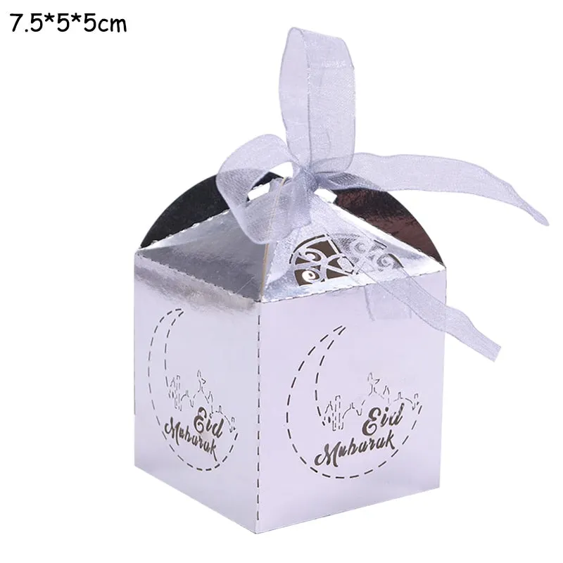 10pcs Eid Mubarak Candy Box Favor Box Ramadan Kareem Gift Boxes Islamic Muslim Festival Happy al-Fitr Eid Event Party Supplies