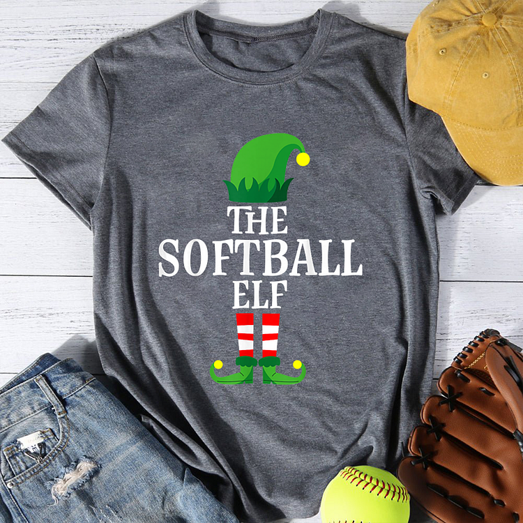 The Softball Elf Funny Christmas Family Matching T-Shirt Tee-Annaletters