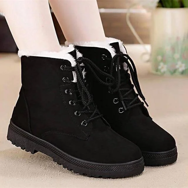 Anti-Slip Waterproof Lace Up Snow Boots For Women