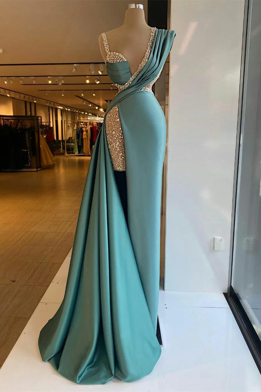 Ovlias Romantic Mermaid Sequin Prom Dress Pleated with Ruffles LY0249