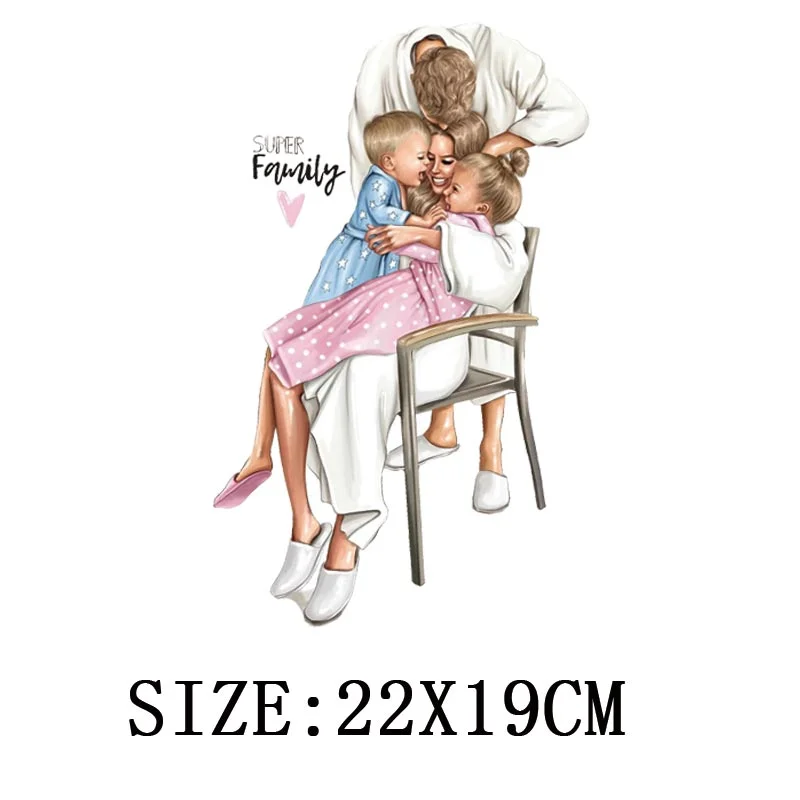 Mom&Children Thermal Stickers On T-shirt DIY Washable Patch On Clothes Lovely Design Iron On Transfer For Hoodies Hat Decoration