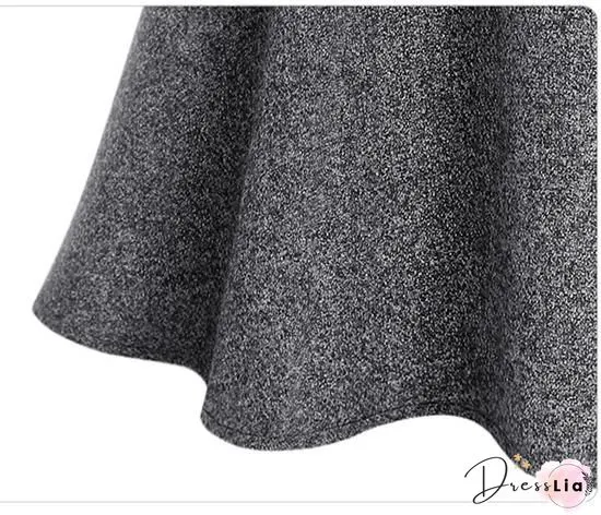 Gray Plain Wool Blend Casual Skirt