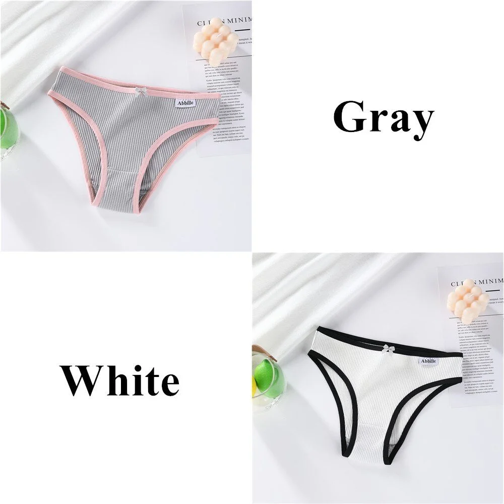 Abbille Women's Cotton Panties Soft Striped Patchwork Women Underpants Solid Girls Briefs Sexy Female Lingerie Comfort Underwear