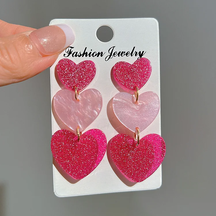 Women's Earrings Pink Heart Earrings Birthday Mother's Day Gifts for Her