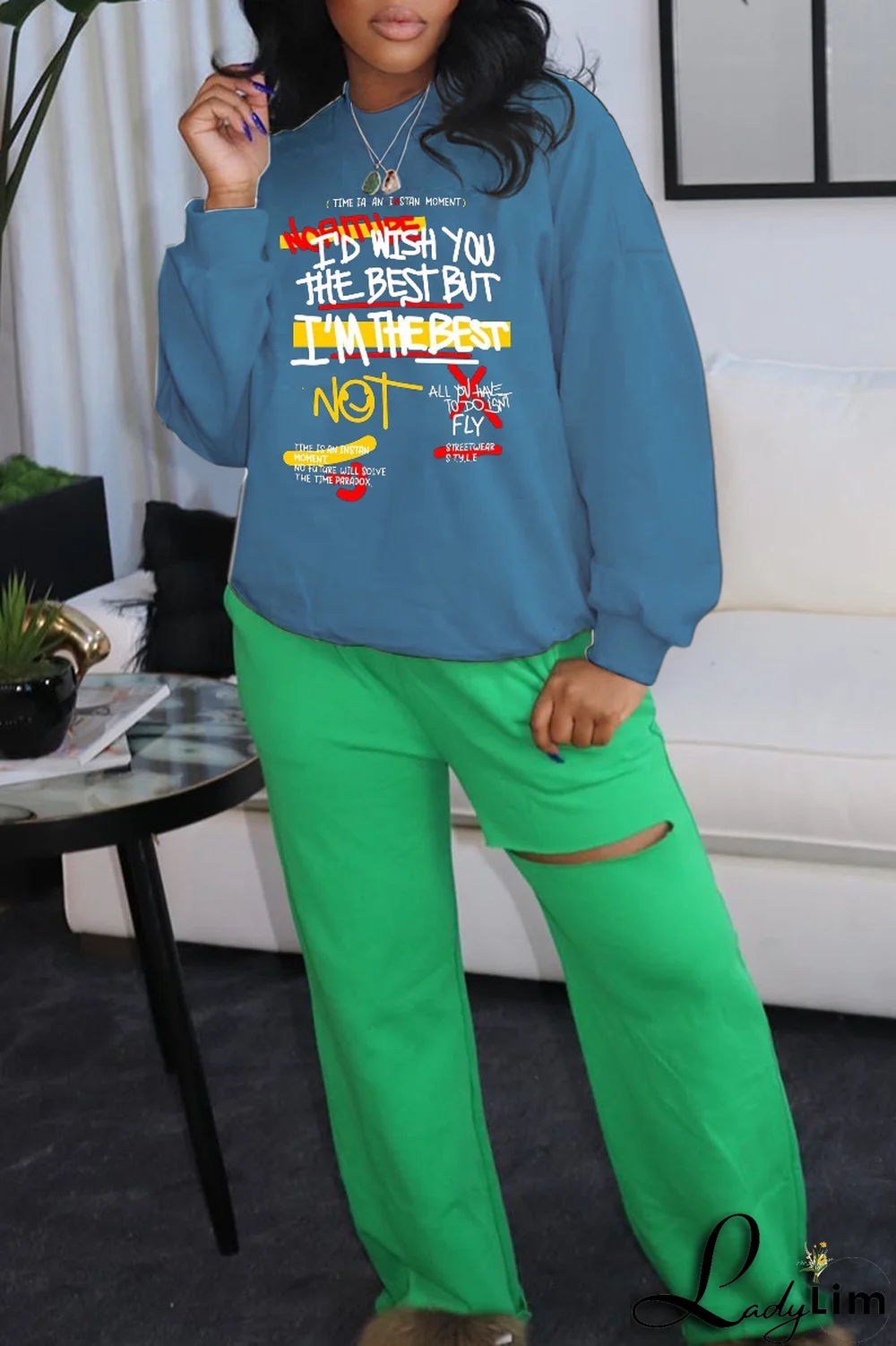 Black Casual Daily Print Patchwork Letter O Neck Tops