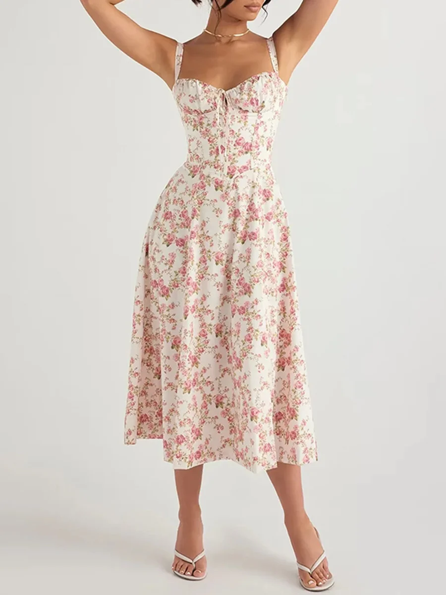 Brownm Brownm 2025 New Fashion Printing Strap To The Waistless Sleeveless Slings Long Dress Dress Woman