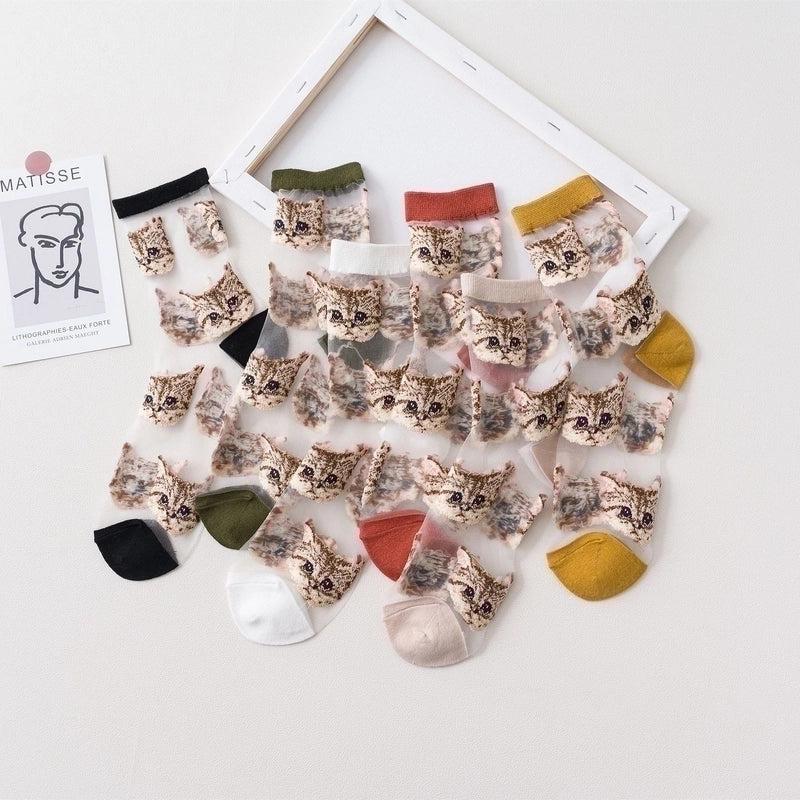Women’s Fashion Cat Cotton Crew Socks