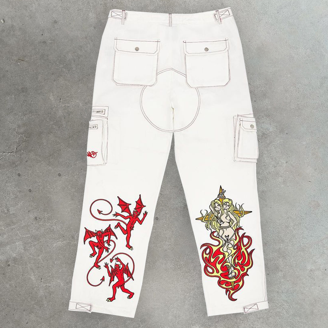 Retro overalls trendy brand street pocket high waist jeans