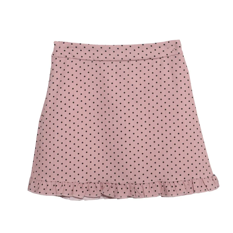 Uveng Real Shooting Wooden Ear Wave Half Dress Girl Spring 2025 New Retro Korean Version Of High-Rise Thin A Word Short Skirt 8931