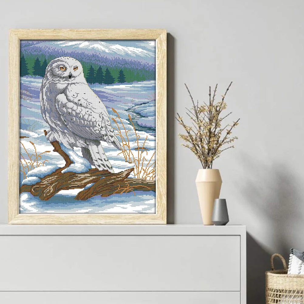 DIY Stamped Cross Stitch 14CT Full Embroidery 41*54cm - Snow Sculpture