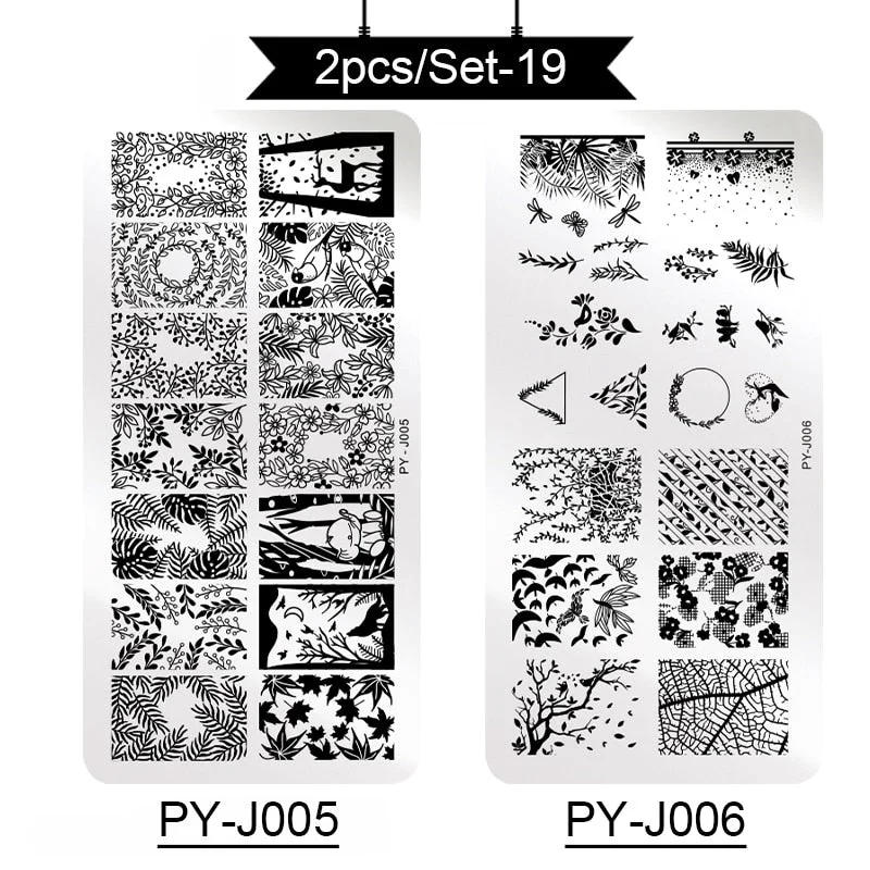 PICT YOU Stamping Plates Kits Striped Line Flowers Stamp Plate Tropical Geometry Lace Halloween Pumpkin Nail  Image Plate-Nail Inspo