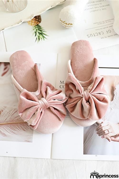 Velvet Bow Slipper