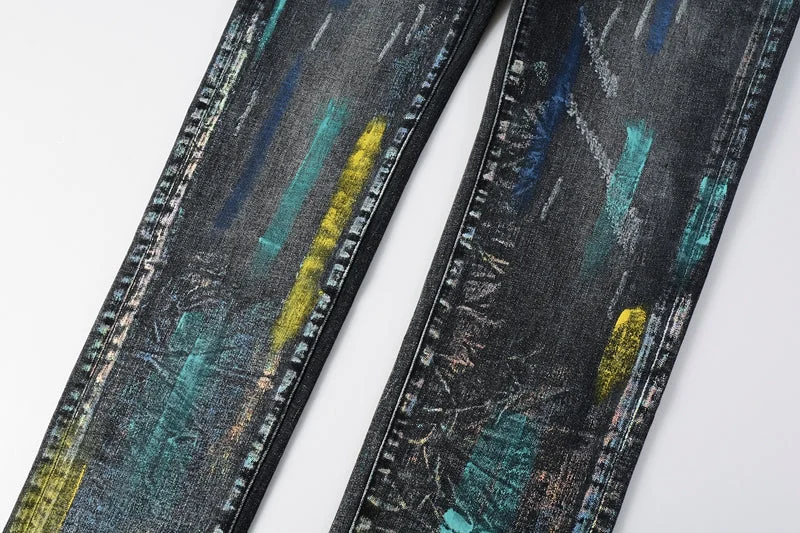 Purple Fashion Jeans 9078