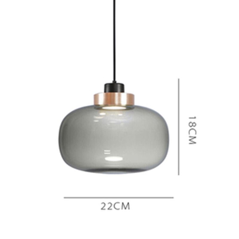 Postmodern Smoke Gray Glass LED Pendant Lights Lighting Modern Living Room Lamp Bedroom Bedside Hanging Lamp Decor Light Fixture