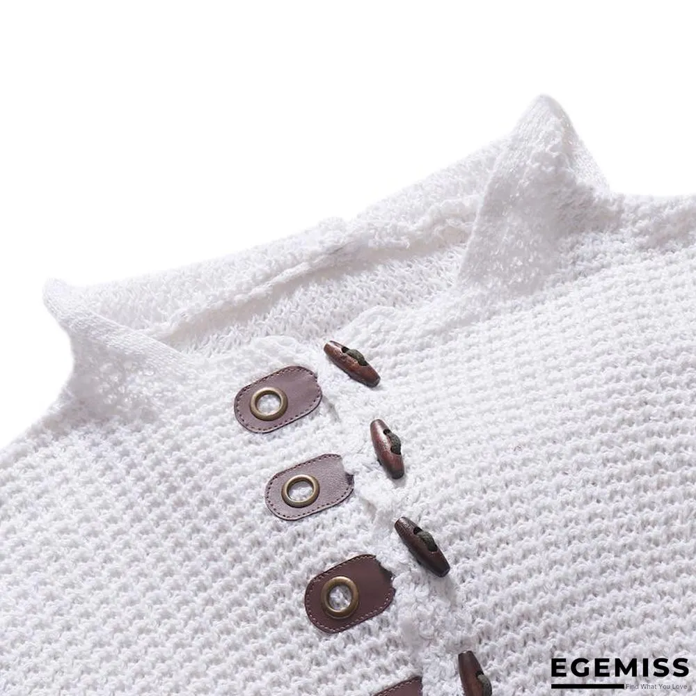 Mens Casual Fit Slim Knitted Sweater-V-Neck Buckle Thick Warm Pullover Half-Zipper | EGEMISS