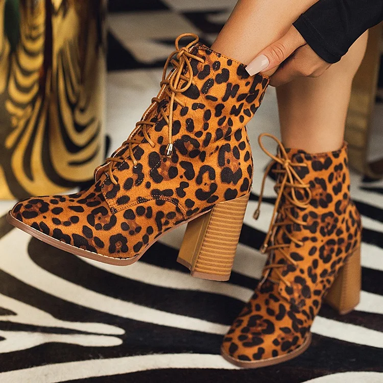 Chunky leopard hotsell print boots