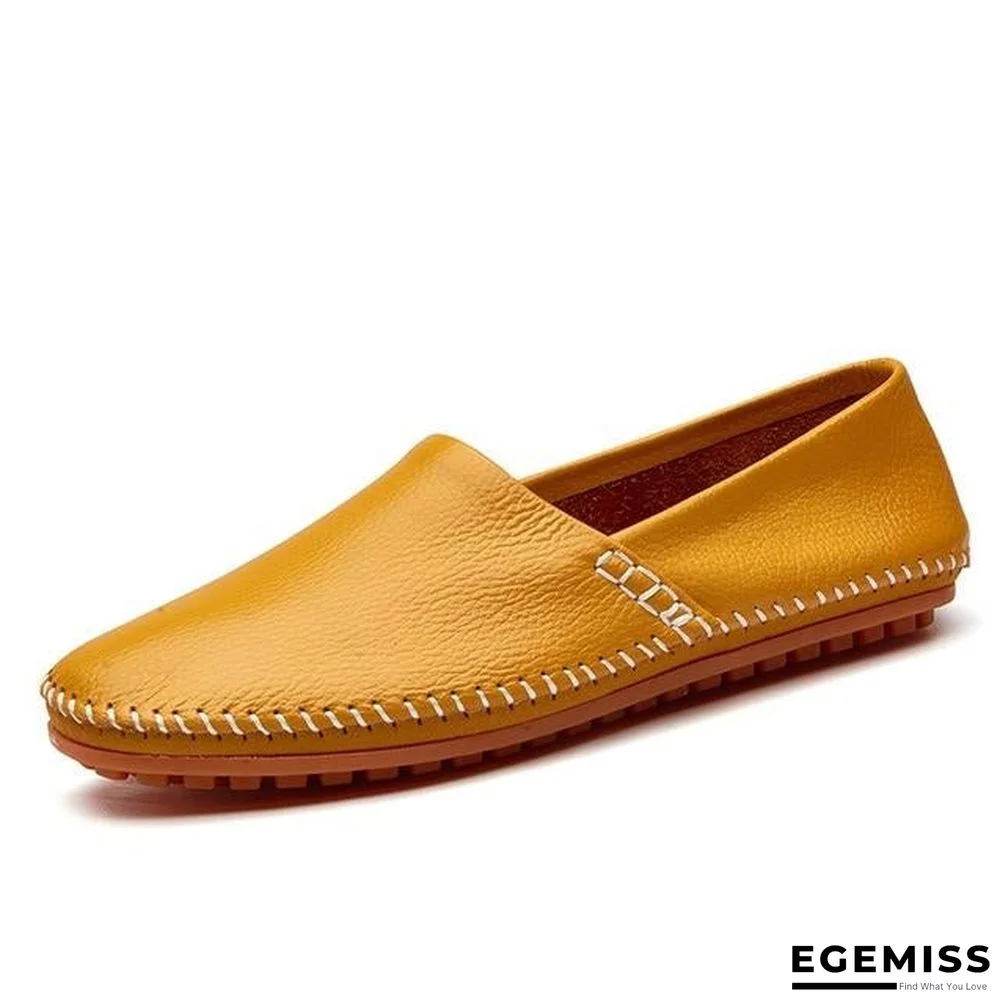 Men Non-slip Fashion Slip On Genuine Leather Flats Moccasins Loafers Shoes | EGEMISS