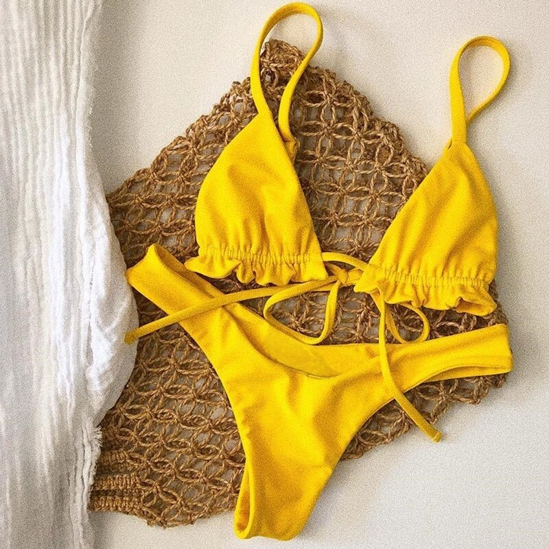 mini yellow high waist bikinis mujer micro brazilian bikini thong 2 piece swimsuit women swimwear swim suit biquini feminino