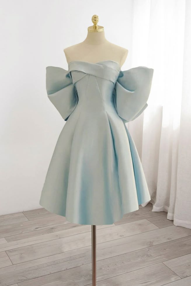Oknass Strapless Sleeveless A-Line Short Homecoming Dress With Bowknot