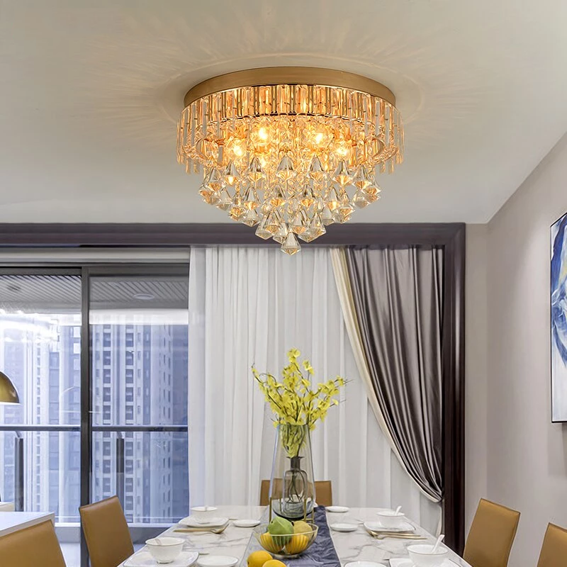 Vintage LED Crystal Pendant Lights Romantic Bedroom Kitchen Living Room Pendant Lamp Nordic Crystal Light Plafonnier Moderne