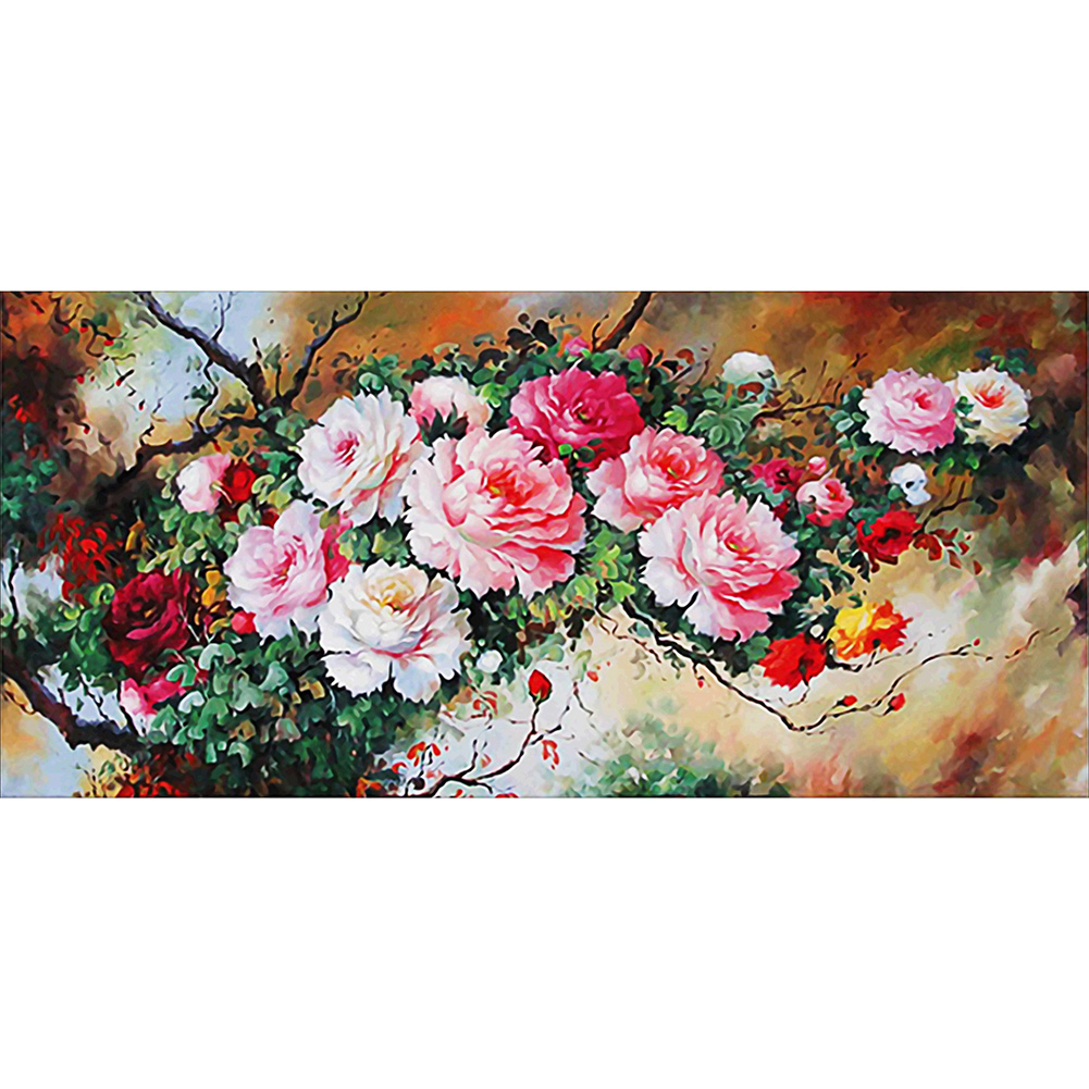 

100*50CM - Round Drill Diamond Painting - Blooming Flower, 501 Original