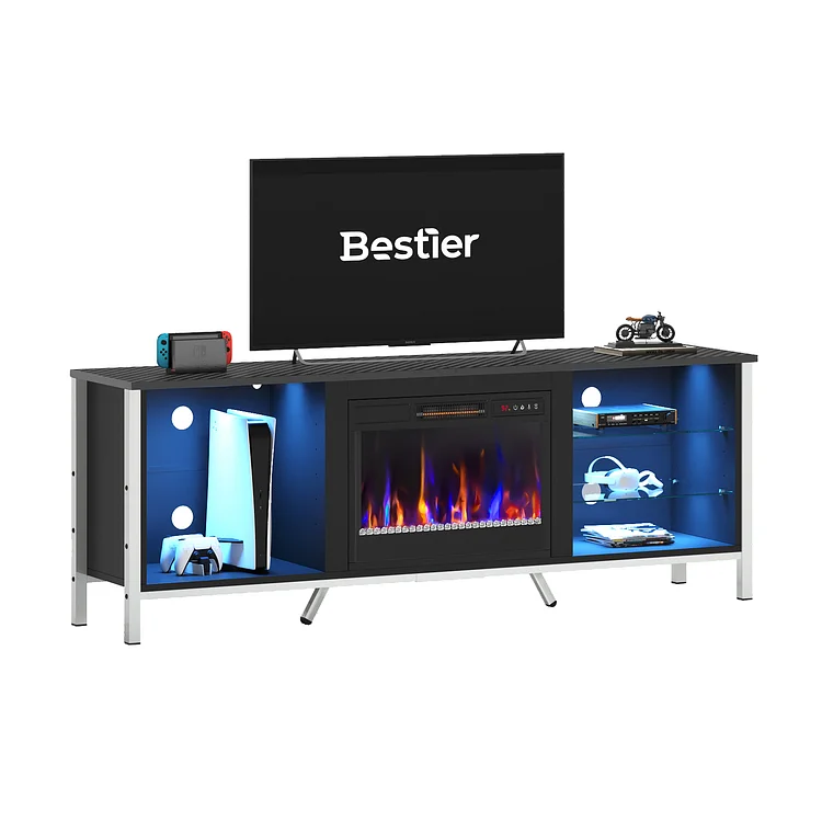 Bestier Electric Fireplace TV Stand for TVs up to 80 inch with LED for Living Room