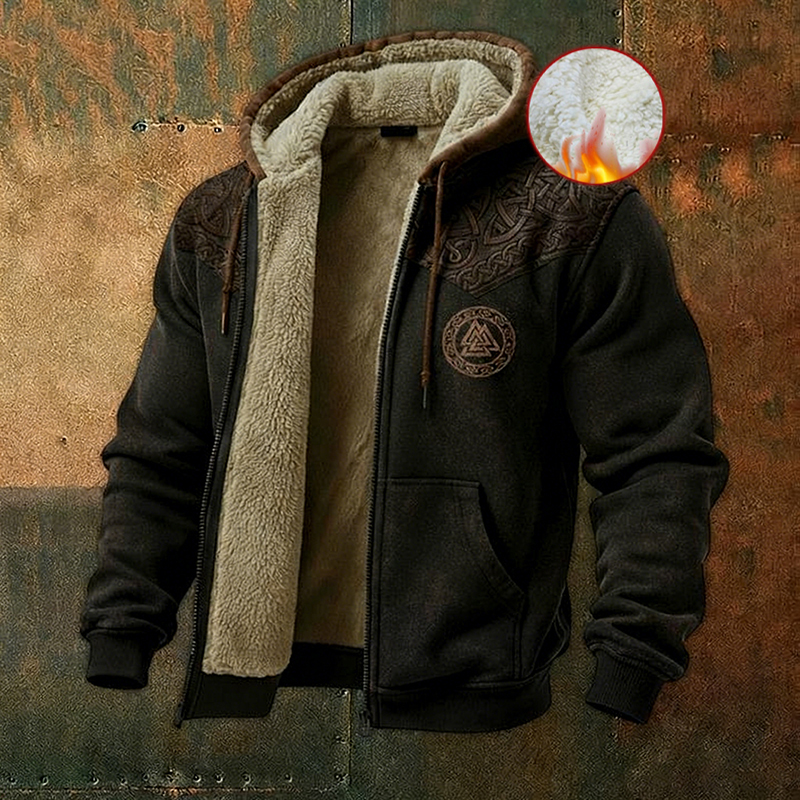 Men's Viking Style Nordic Vegvisir Pattern Zipper Jacket elevenforest