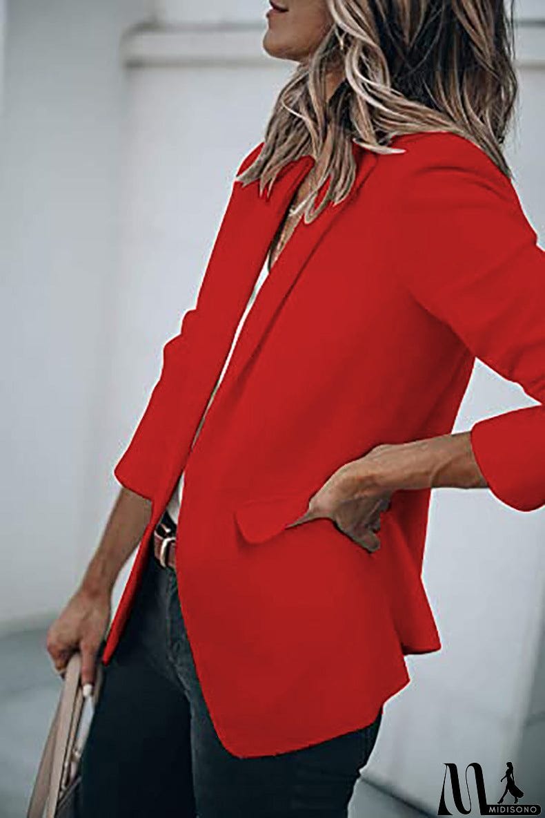 MidiSono - Casual Turndown Collar Coat