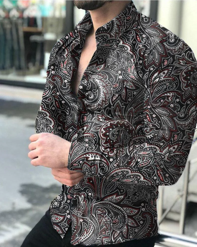 Men's Casual Printed Long-Sleeved Shirt17