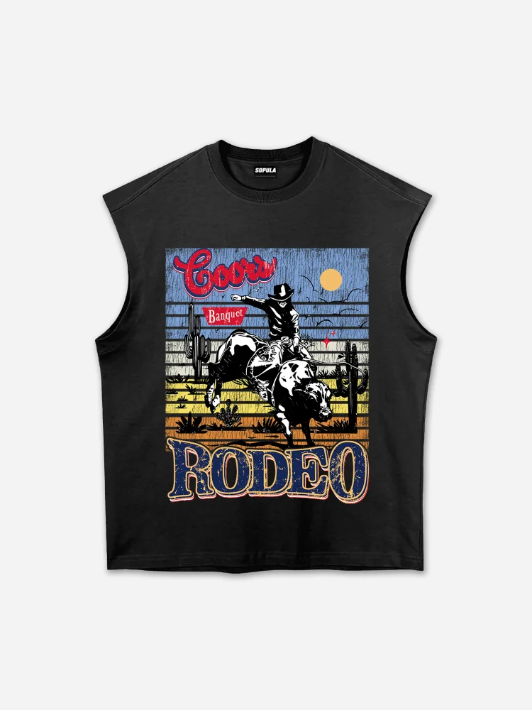 Coors Banquet Rodeo Classic Graphics 100% Cotton Sleeveless Tank Top