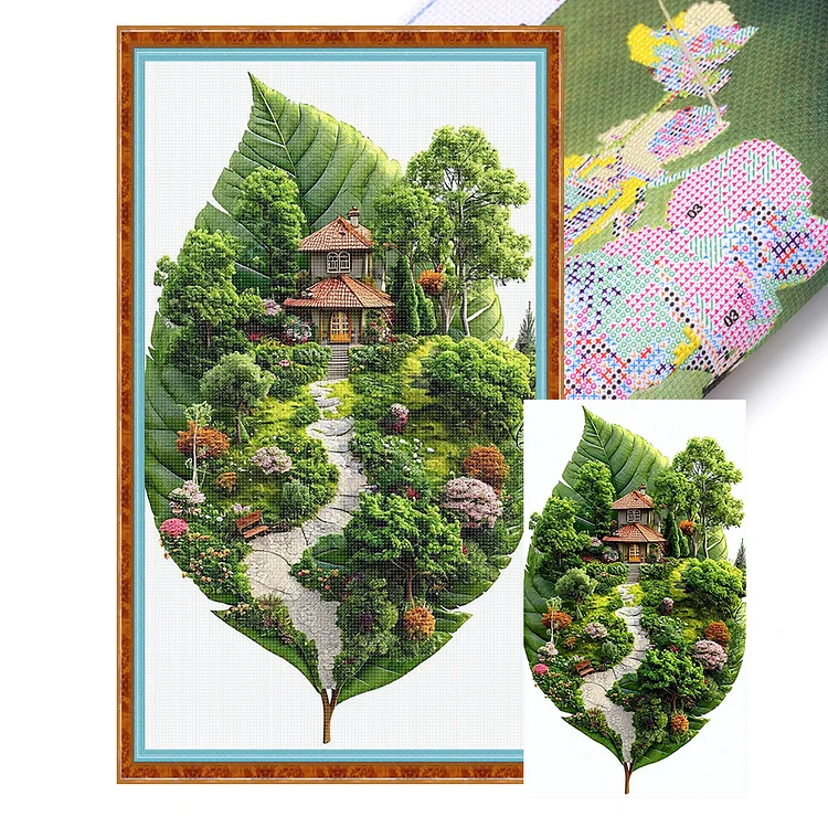 【Huacan Brand】Spring Leaf Silhouette (40*70cm) 11CT Stamped Cross Stitch gbfke
