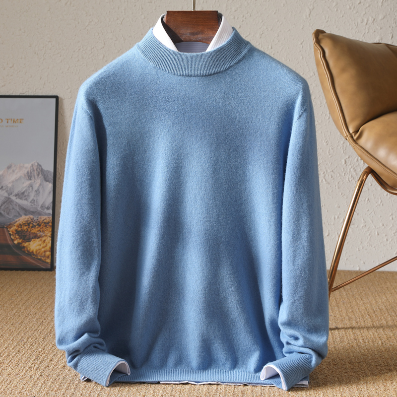 Croprotate mens costume DjzDsm Men's Half High Collar 100% Pure Wool Sweater Men's Casual Outdoor Jacket Loose Large Size Knitted Pullovers Tops