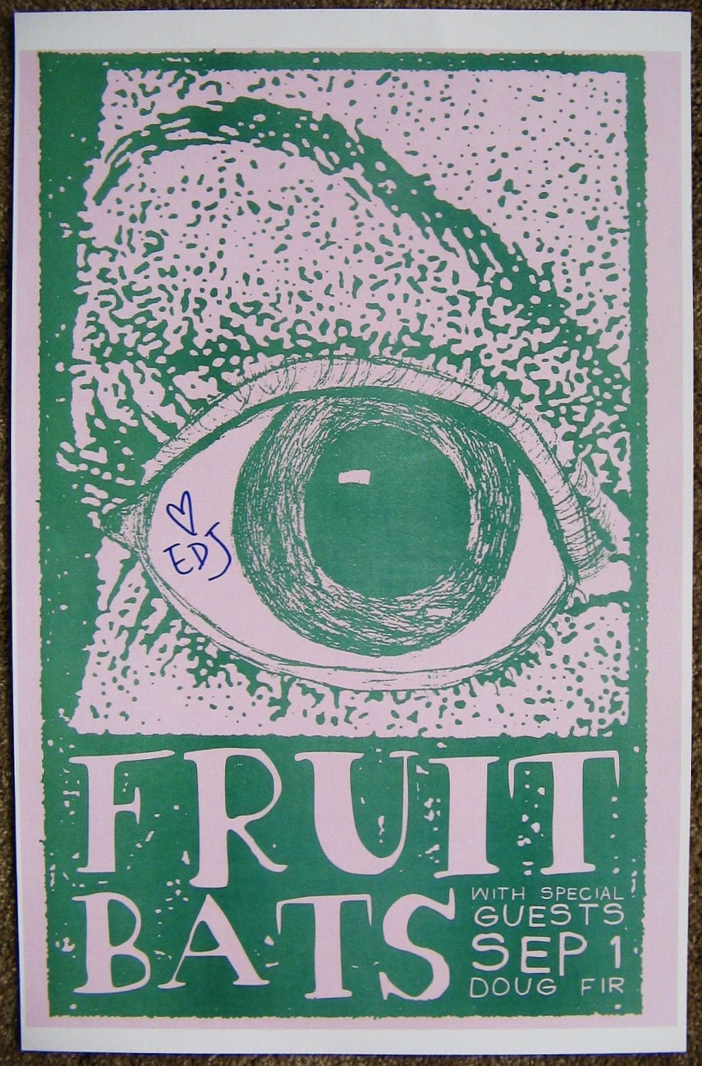 Signed FRUIT BATS Gig POSTER Eric D. Johnson In-Person Autograph 11x17 Concert