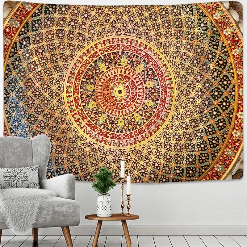India Mandala Tapestry Wall Hanging Floral Boho Deco Dorm Tapiz Psychedelic Tapestry Hippie Carpet Indian Background Fabric Wall