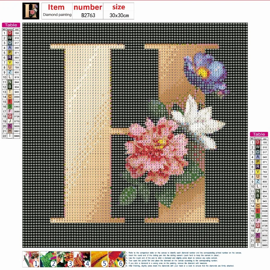Diamond Painting - Full Round Drill - Flower Alphabet(30*30cm)