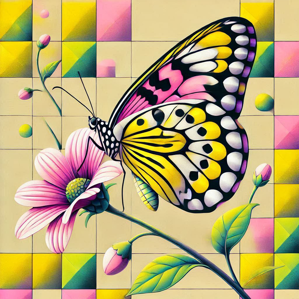 Butterfly In Square 30*30cm(canvas) full round drill diamond painting